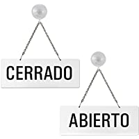 Los mejores  - Cartel Doble Cara para Colgar | con Ventosa | Melamina Blanco | Abierto - Cerrado | 175x65 mm | auténtico Ofform | No…